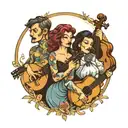 four people singing  tattoo design idea