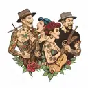 four people singing  tattoo design idea