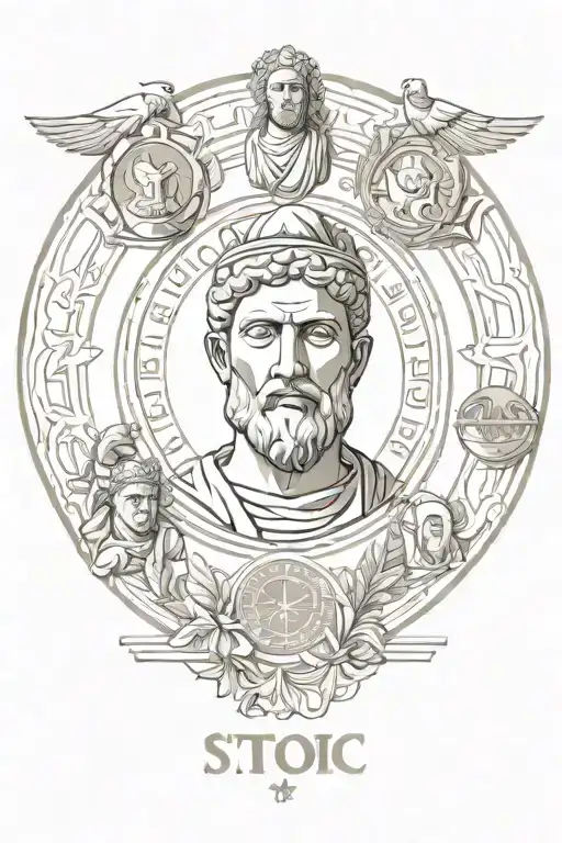 Stoic virtues discipline Justice wisdom courage tattoo design idea