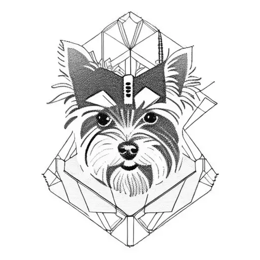 yorkshire terrier with geometry and ancient knowledge tattoo design idea