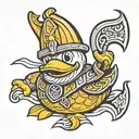 Viking rubber duck tattoo design idea