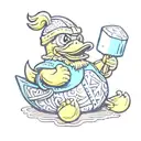 Viking rubber duck tattoo design idea