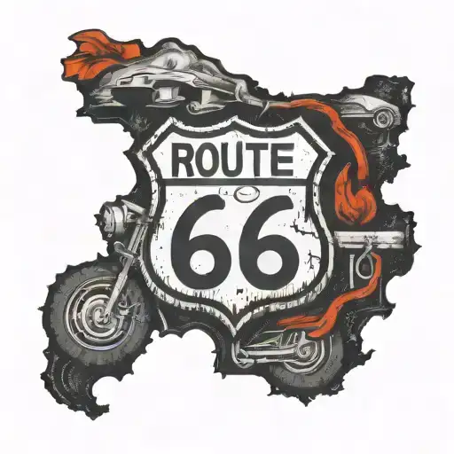 a route 66 sign with the letters AG spraypainted on them in red tattoo design idea