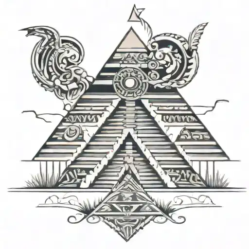 Aztec pyramid emerging tattoo design idea