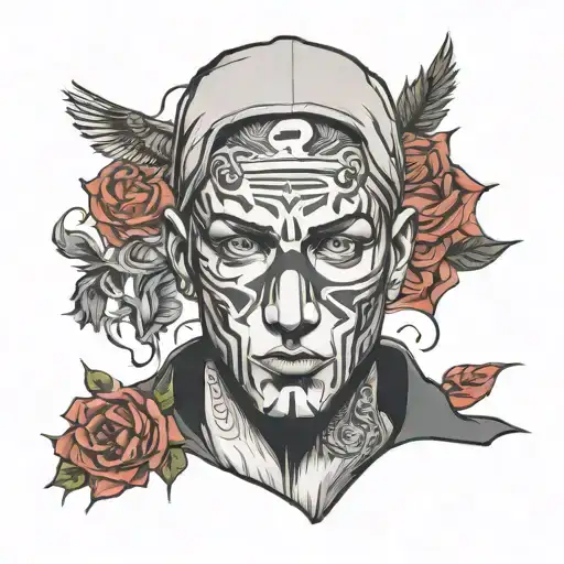 The rapper Eminem, in a mask tattoo design idea
