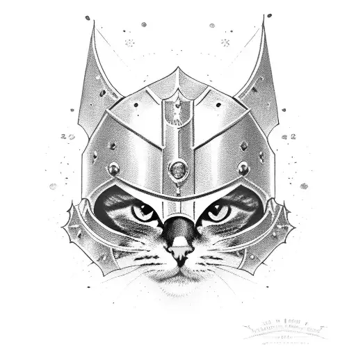 but and cat within armor as knights tattoo design idea