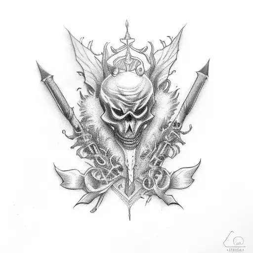 red jester gloomy on a chair tattoo design idea