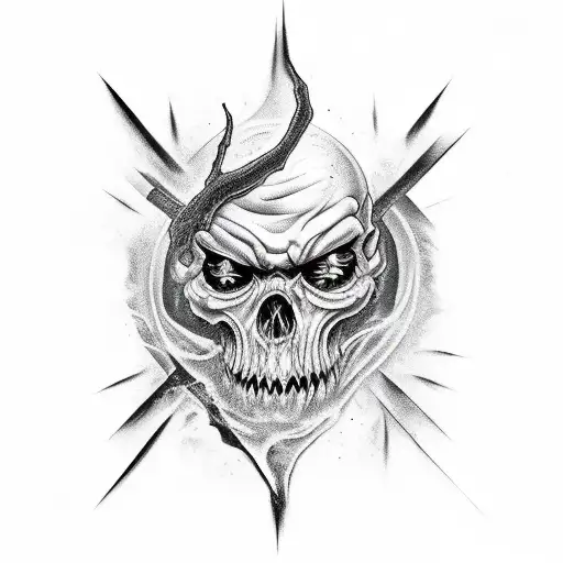 dark evil faces melted together anguish dark energy tattoo design idea