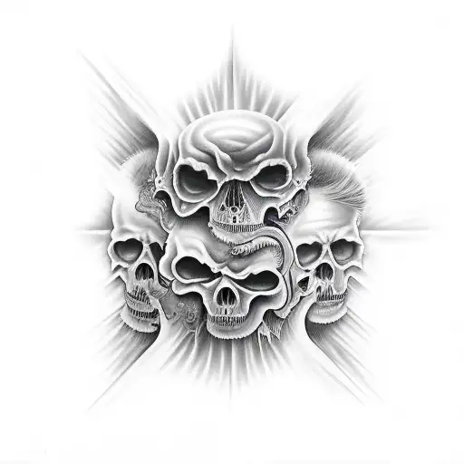 dark evil faces melted together anguish dark energy tattoo design idea
