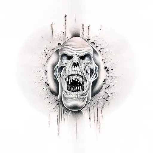 dark faces melting together anguish evil tattoo design idea
