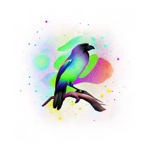 colourful crow tho root legs  tattoo design idea