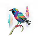 colourful crow tho root legs  tattoo design idea