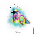 colourful crow tho root legs  tattoo design idea