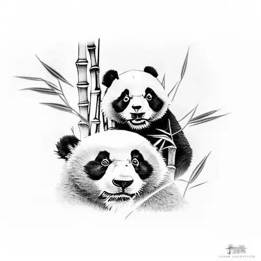 bamboo trees with four pandas  tattoo design idea