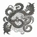 Scorpion and dragon surrounded tattoo design idea
