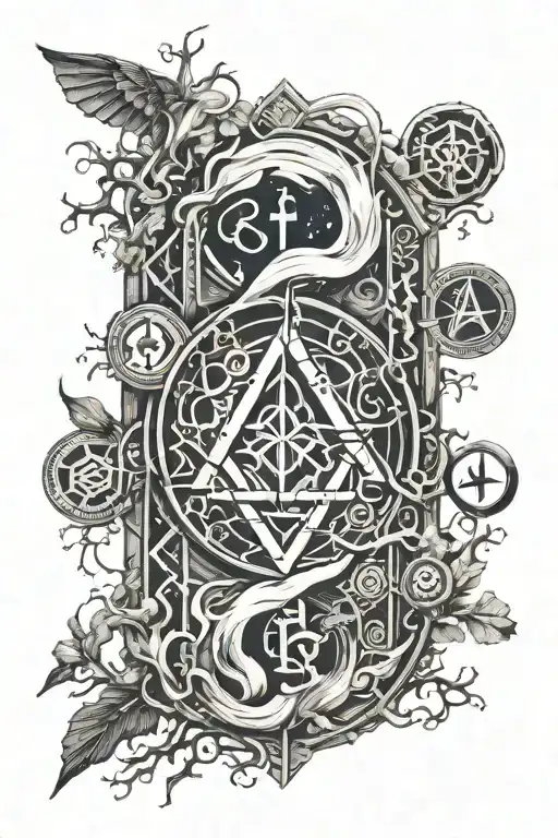 Arcane runes tattoo design idea