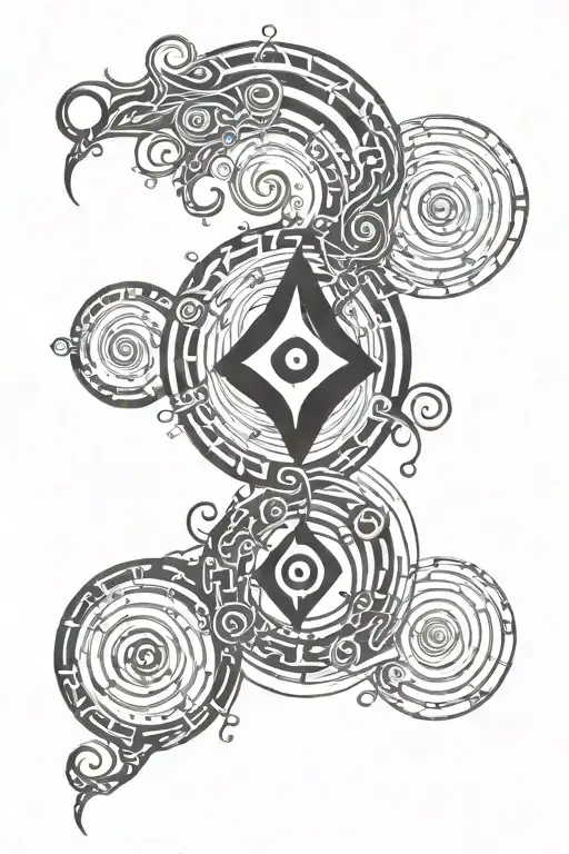 Arcane runes spirals tattoo design idea