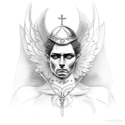 Tattoo  angel Michael and SAINT GEORGE on his horse tattoo design idea