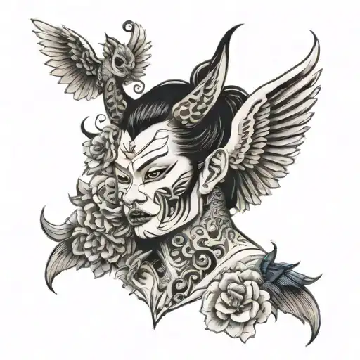 half angel half devil tattoo design idea