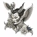 half angel half devil tattoo design idea