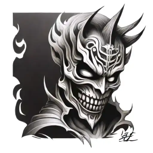shinigami mask tattoo design idea
