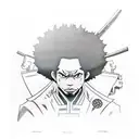 the boondocks Riley and huey freeman as afro samurai and jinno  tattoo design idea