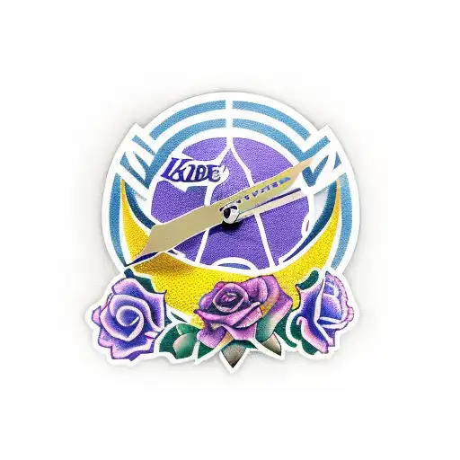 Kobe Bryant's jersey number intertwining with a black mamba and roses in a decorative clock design tattoo design idea