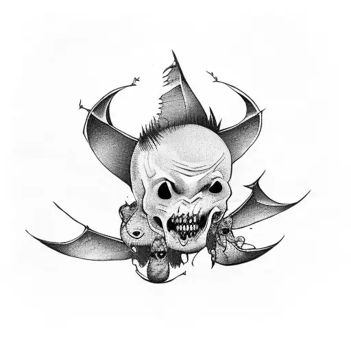 A vampire rising from a coffin surrounded by bats tattoo design idea