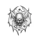 A vampire rising from a coffin surrounded by bats tattoo design idea