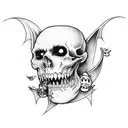 A vampire rising from a coffin surrounded by bats tattoo design idea