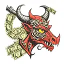 guns eye money devil tattoo design idea