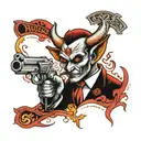 guns eye money devil tattoo design idea