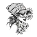 money dice chicano girl wearing bandanna tattoo design idea