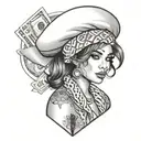 money dice chicano girl wearing bandanna tattoo design idea