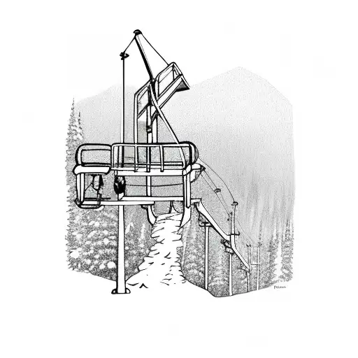 skeleton climbing ski lift tower tattoo design idea