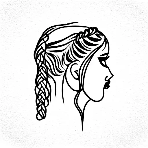 gypsy girl side profile with braids tattoo design idea