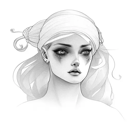 gypsy girl side profile tattoo design idea