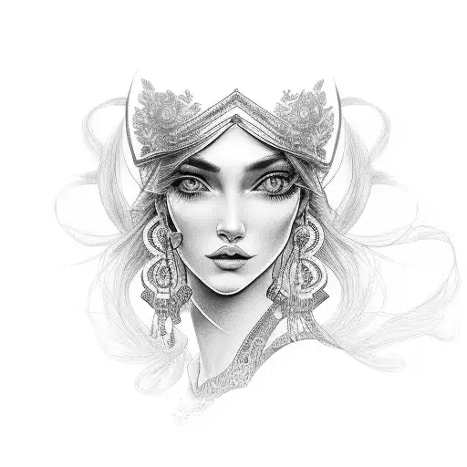gypsy girl side profile tattoo design idea