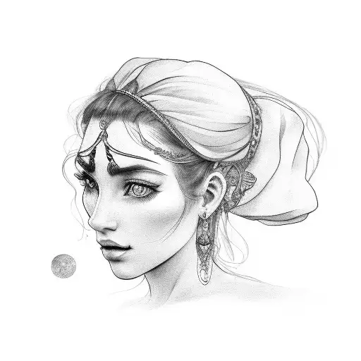 gypsy girl side profile tattoo design idea