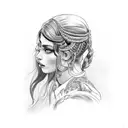 gypsy girl side profile with braids tattoo design idea