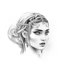 gypsy girl side profile with braids tattoo design idea