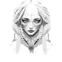 gypsy girl side profile with braids tattoo design idea