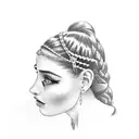 gypsy girl side profile with braids and headband  tattoo design idea