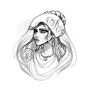 gypsy girl side profile with braids tattoo design idea