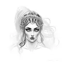 gypsy girl side profile with braids tattoo design idea