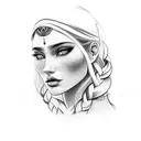 gypsy girl side profile with braids tattoo design idea