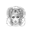 gypsy girl side profile with braids tattoo design idea