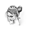 gypsy girl side profile with braids tattoo design idea