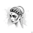 gypsy girl side profile with braids tattoo design idea
