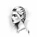 gypsy girl side profile with braids tattoo design idea
